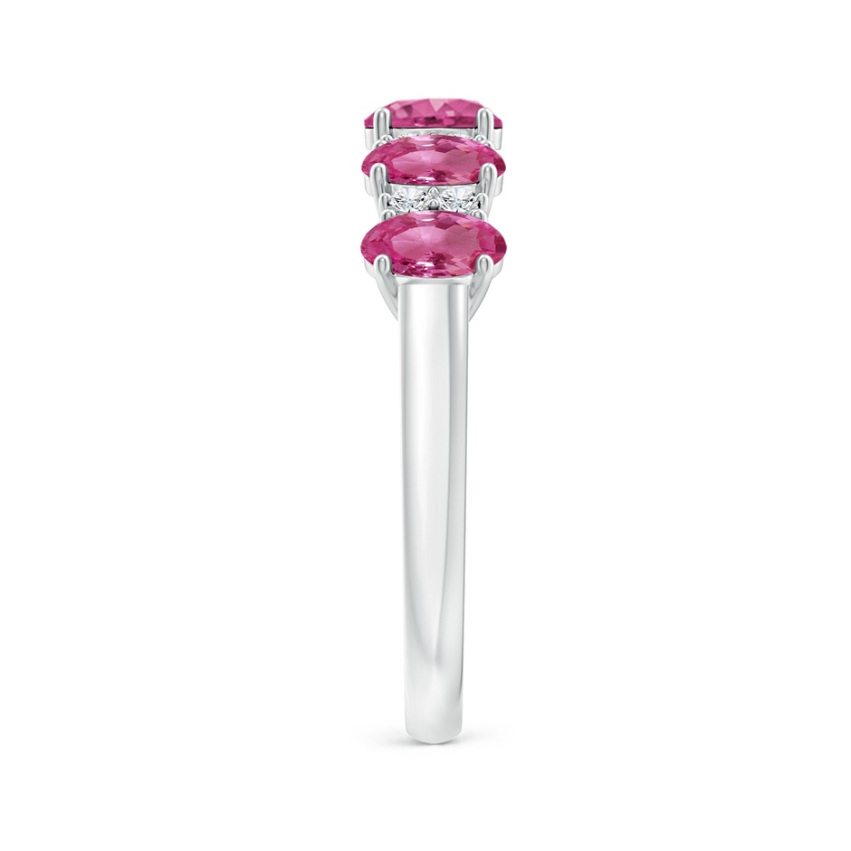 5x3mm AAAA Five Stone Pink Sapphire and Diamond Wedding Ring in P950 Platinum side 299