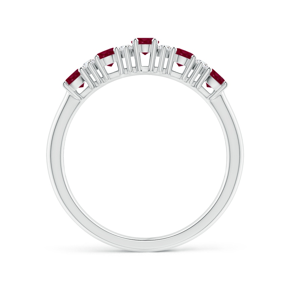 4x3mm A Five Stone Ruby and Diamond Wedding Ring in P950 Platinum side 199