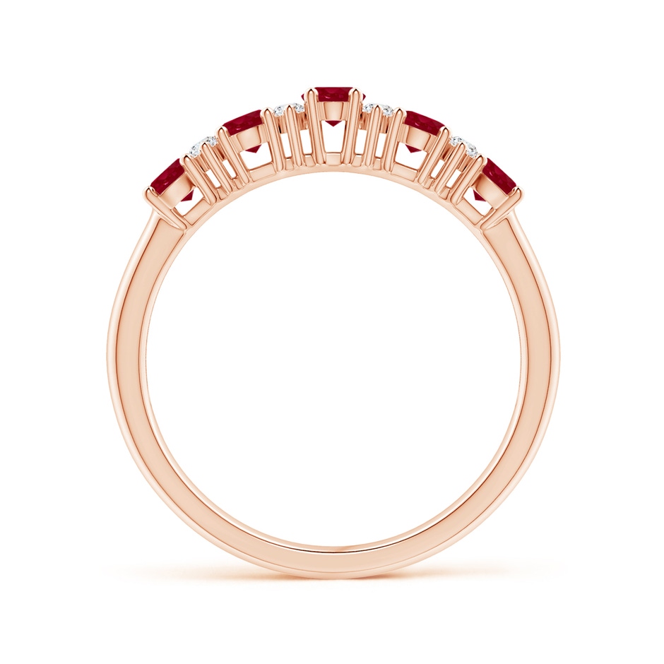 4x3mm AA Five Stone Ruby and Diamond Wedding Ring in Rose Gold side 199