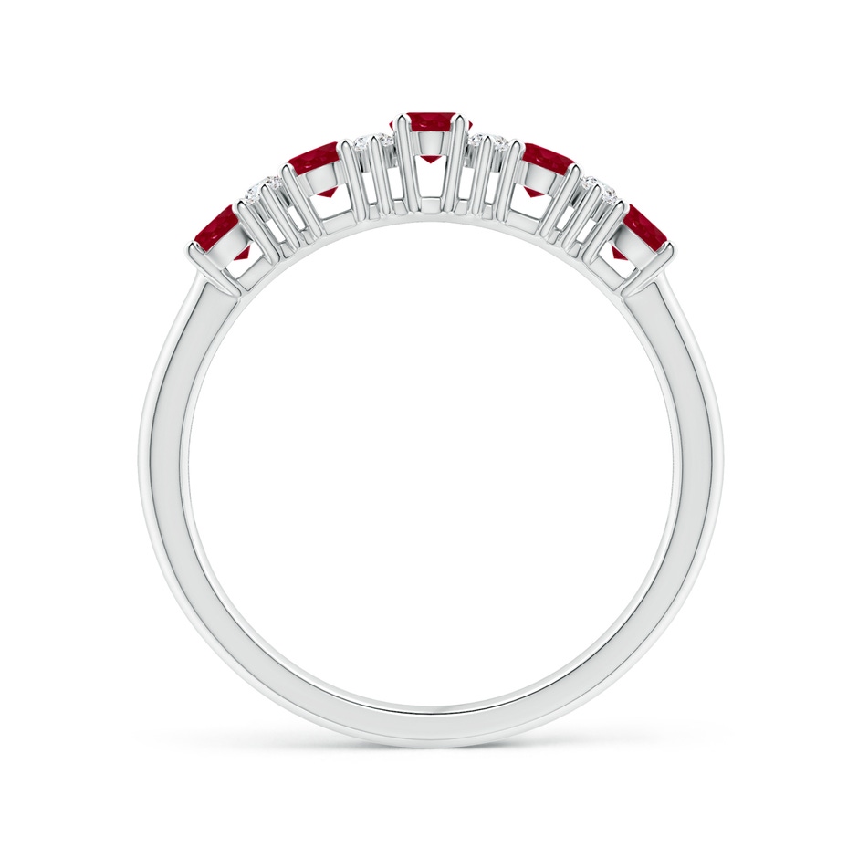 4x3mm AA Five Stone Ruby and Diamond Wedding Ring in White Gold side 199