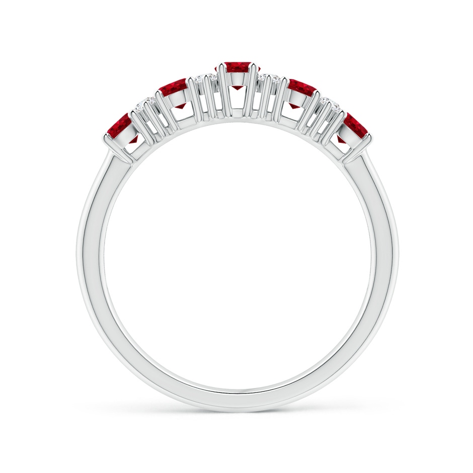 4x3mm AAA Five Stone Ruby and Diamond Wedding Ring in White Gold side 199