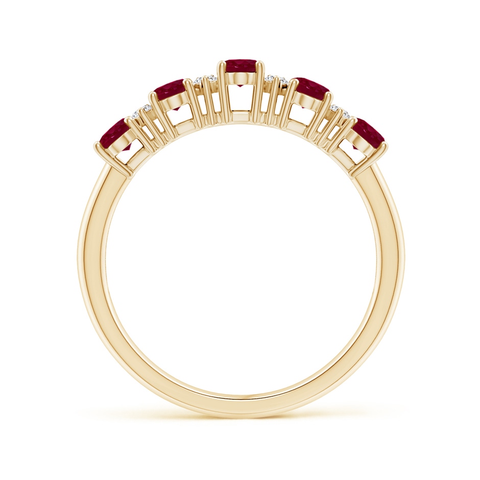 5x3mm A Five Stone Ruby and Diamond Wedding Ring in 10K Yellow Gold side 199