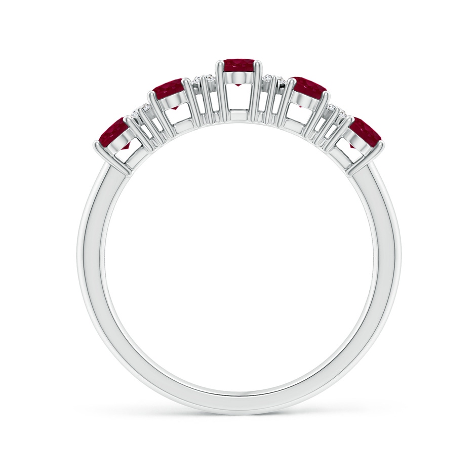 5x3mm A Five Stone Ruby and Diamond Wedding Ring in White Gold side 199