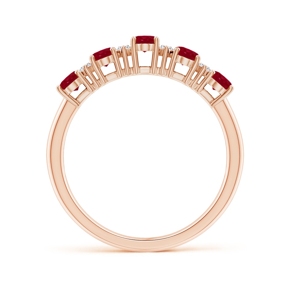 5x3mm AA Five Stone Ruby and Diamond Wedding Ring in Rose Gold side 199