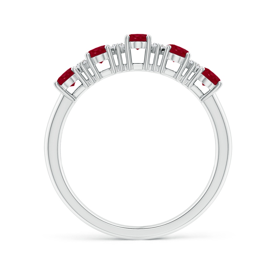 5x3mm AA Five Stone Ruby and Diamond Wedding Ring in White Gold side 199