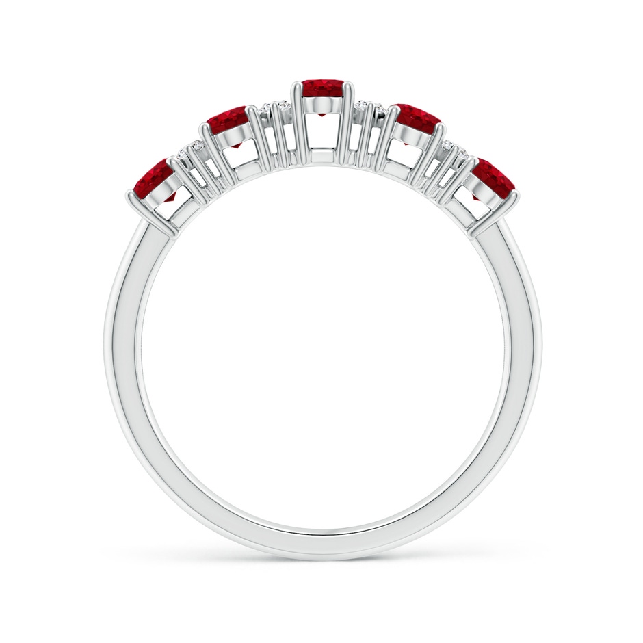 5x3mm AAA Five Stone Ruby and Diamond Wedding Ring in P950 Platinum side 199