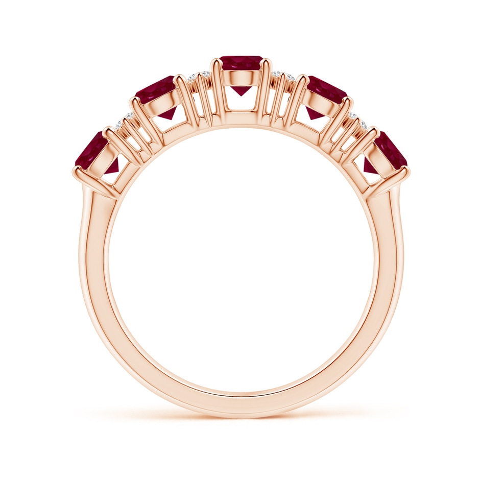 5x4mm A Five Stone Ruby and Diamond Wedding Ring in 10K Rose Gold side 199