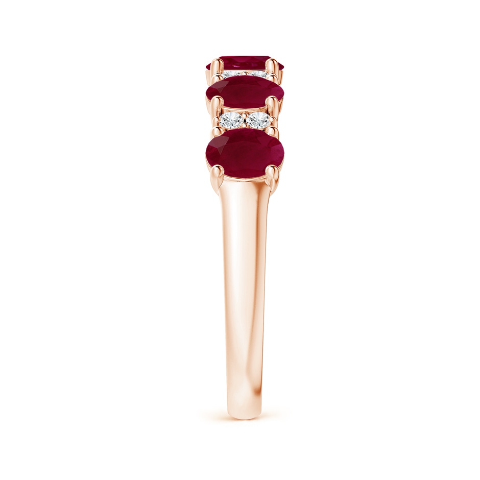 5x4mm A Five Stone Ruby and Diamond Wedding Ring in 10K Rose Gold side 299