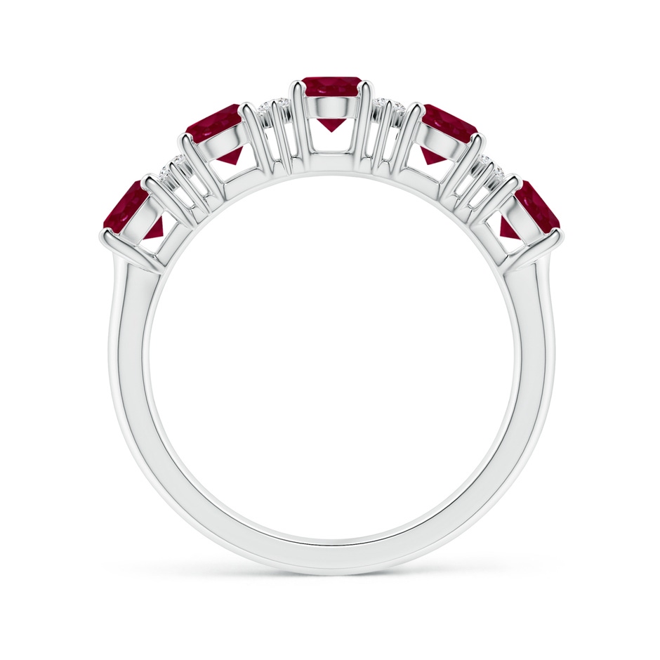 5x4mm A Five Stone Ruby and Diamond Wedding Ring in White Gold side 199