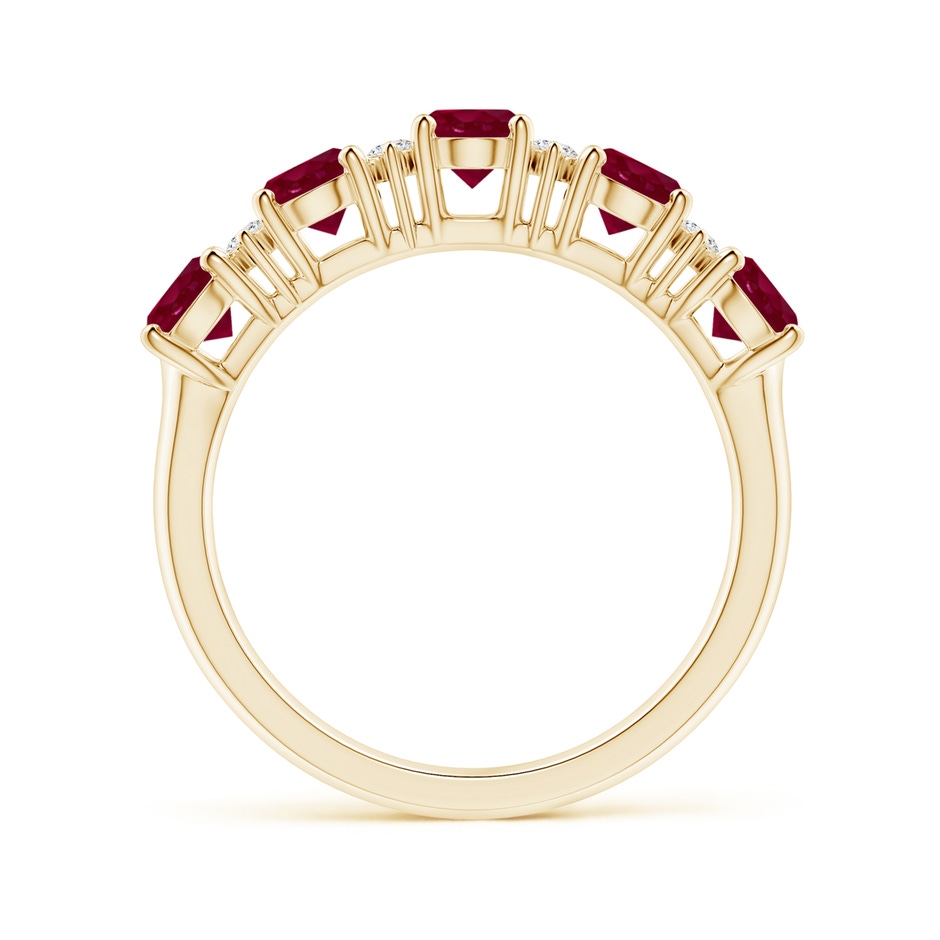 5x4mm A Five Stone Ruby and Diamond Wedding Ring in Yellow Gold side 199
