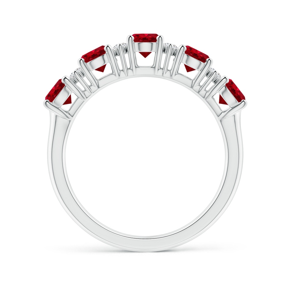 5x4mm AAA Five Stone Ruby and Diamond Wedding Ring in White Gold side 199