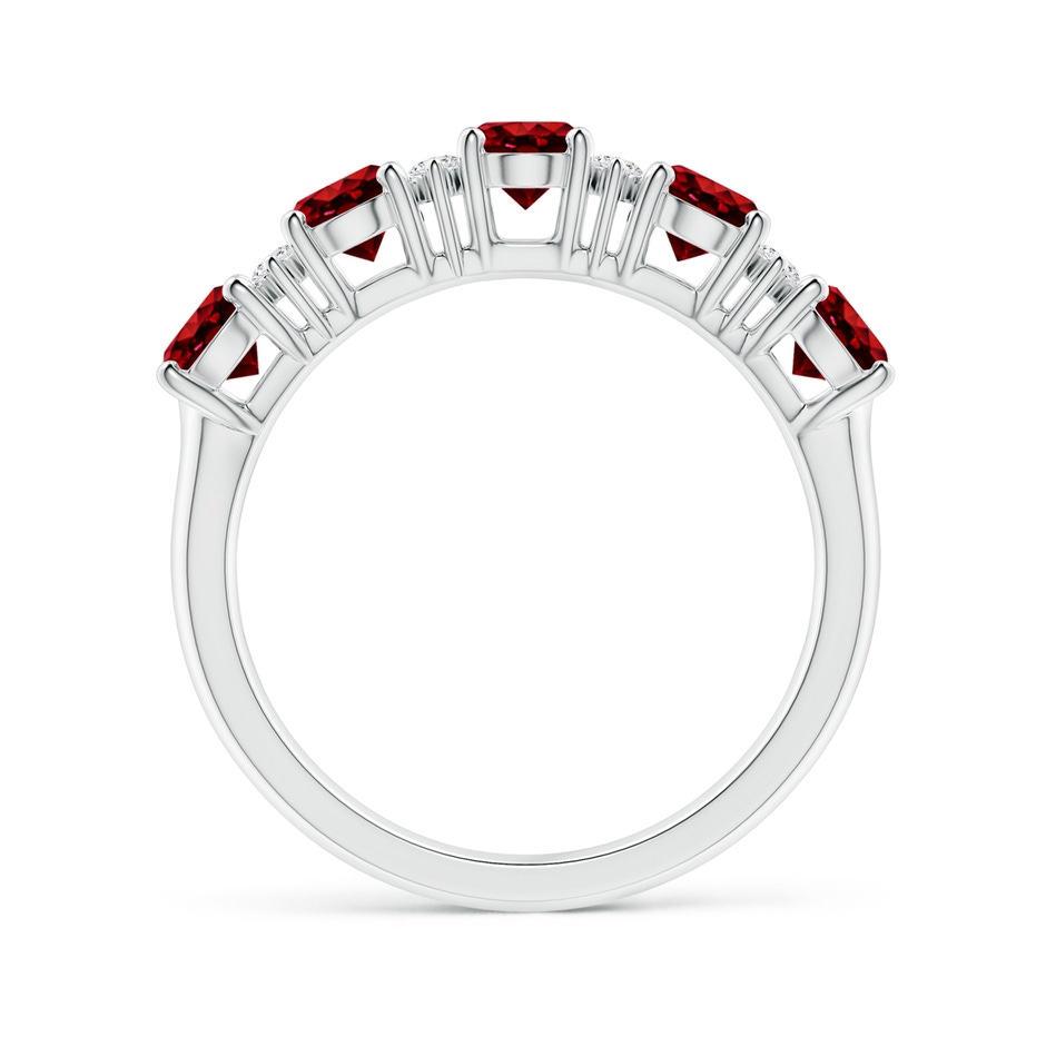 5x4mm AAAA Five Stone Ruby and Diamond Wedding Ring in White Gold side 199