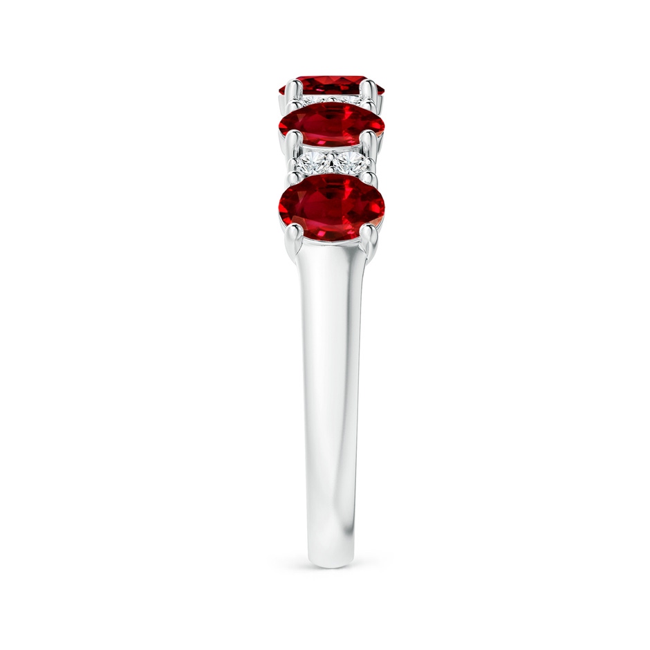 5x4mm AAAA Five Stone Ruby and Diamond Wedding Ring in White Gold side 299