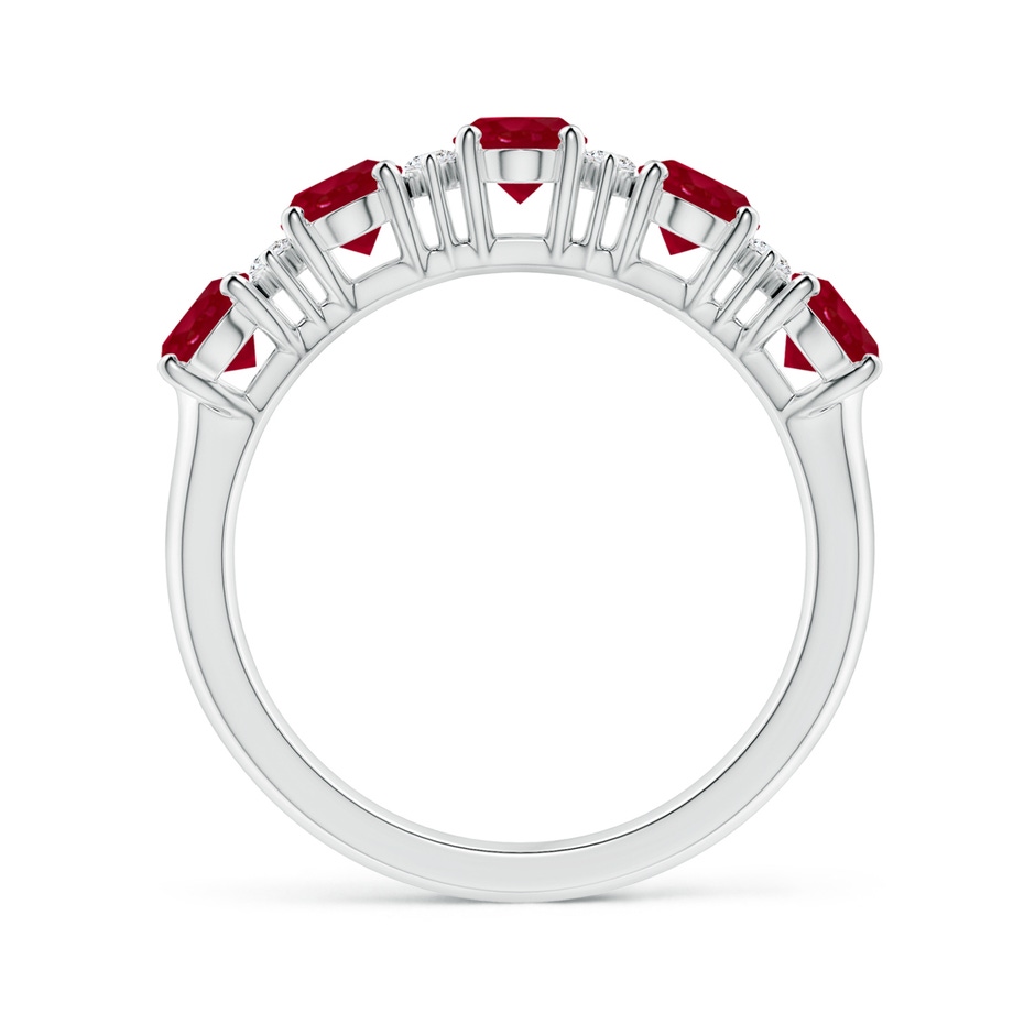 6x4mm AA Five Stone Ruby and Diamond Wedding Ring in White Gold side 199