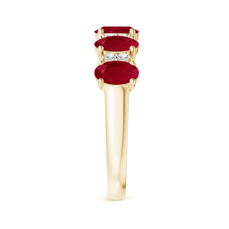 6x4mm AA Five Stone Ruby and Diamond Wedding Ring in Yellow Gold side 299