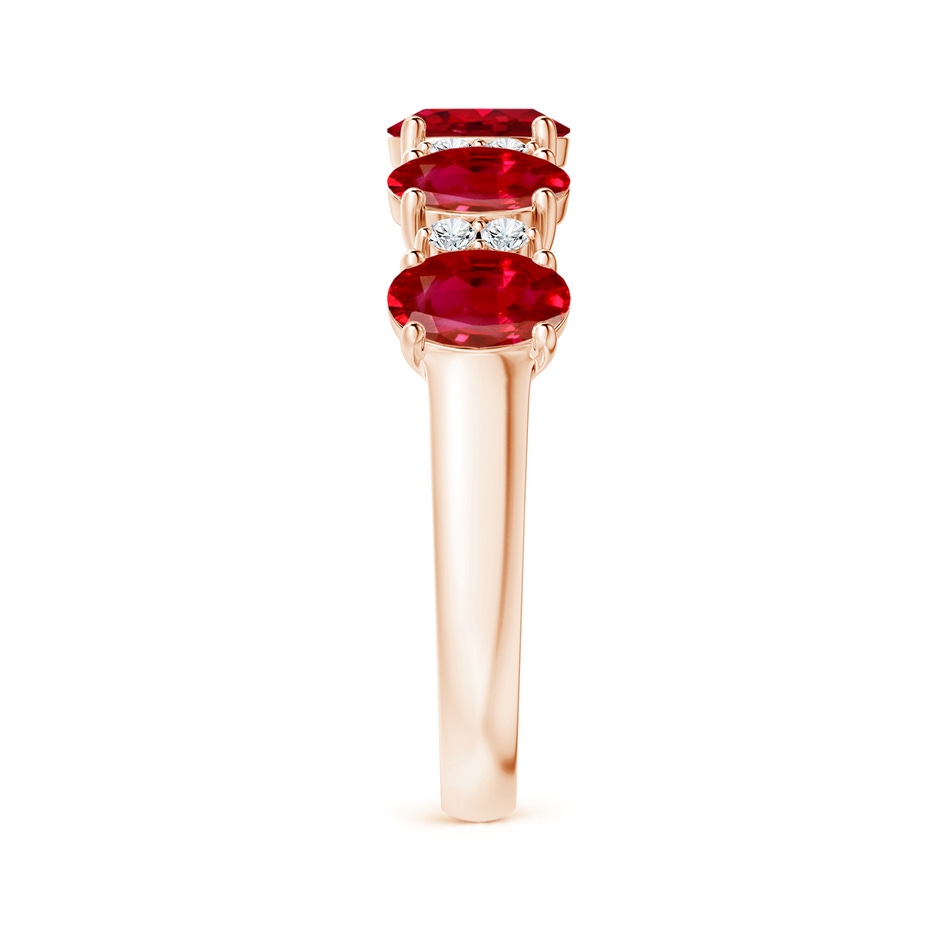 6x4mm AAA Five Stone Ruby and Diamond Wedding Ring in 18K Rose Gold side 299