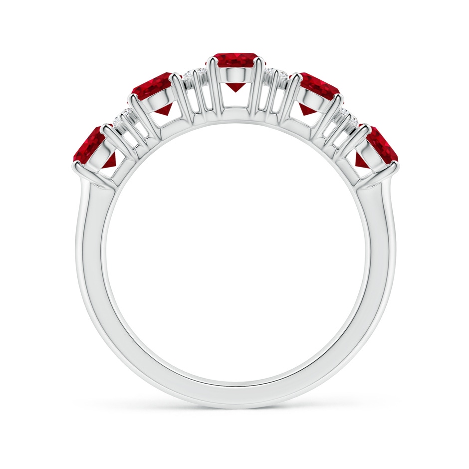 6x4mm AAA Five Stone Ruby and Diamond Wedding Ring in White Gold side 199