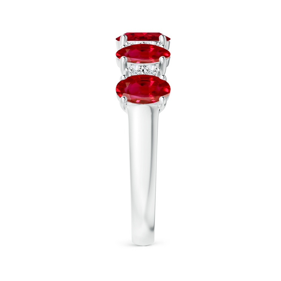 6x4mm AAA Five Stone Ruby and Diamond Wedding Ring in White Gold side 299