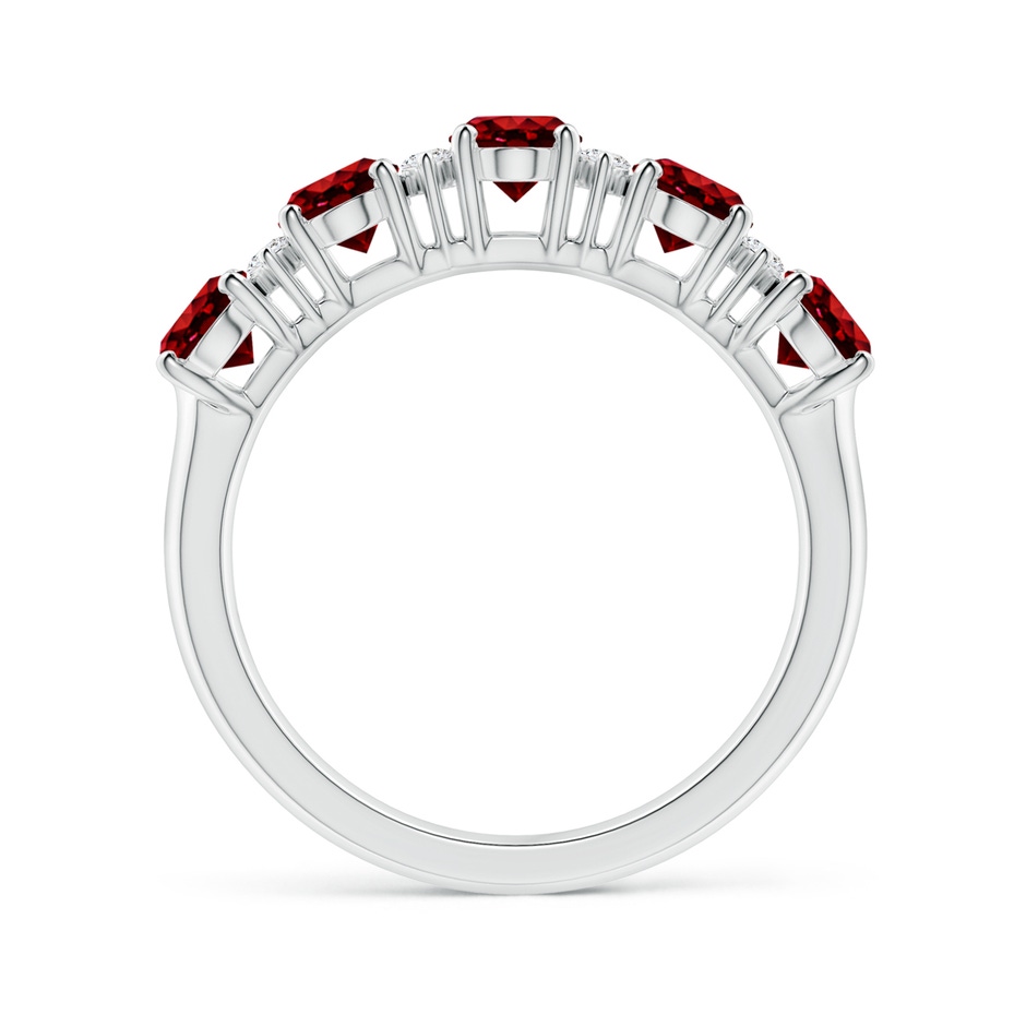 6x4mm AAAA Five Stone Ruby and Diamond Wedding Ring in White Gold side 199