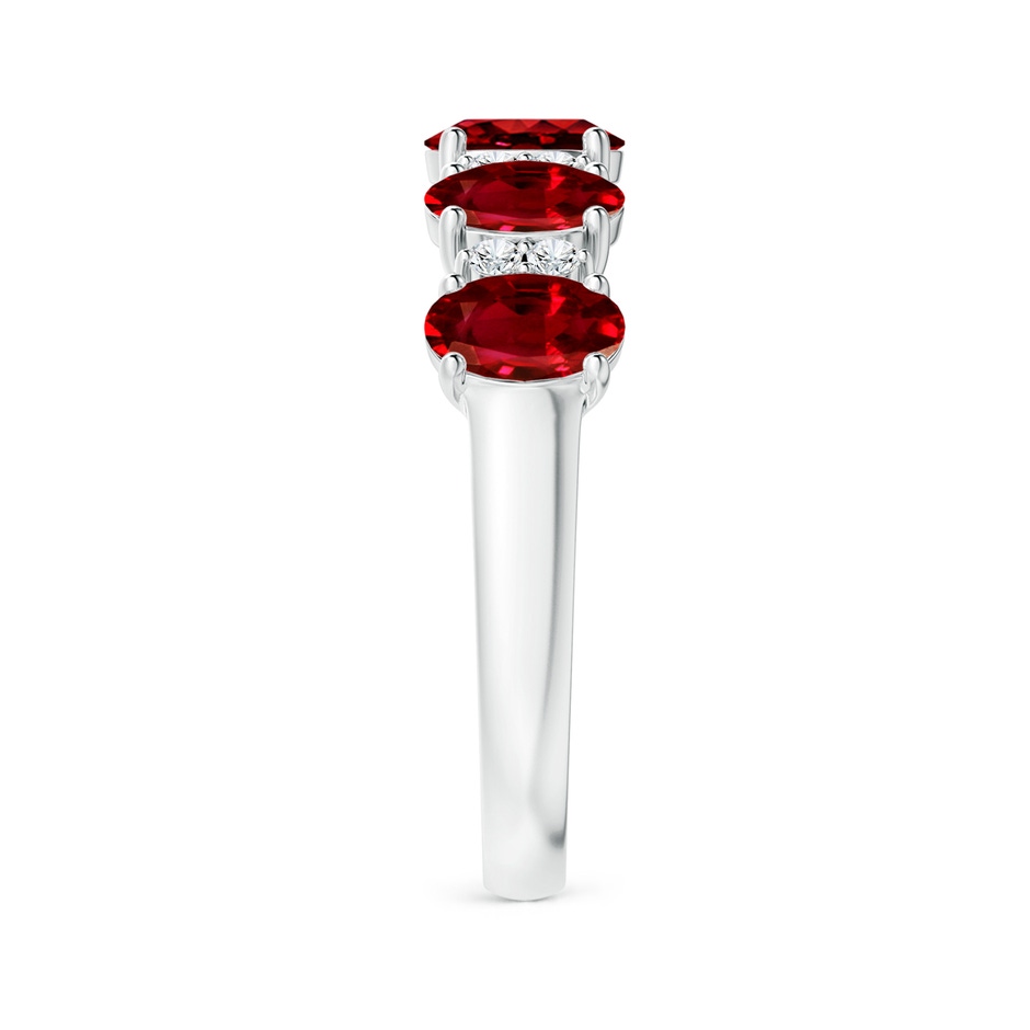 6x4mm AAAA Five Stone Ruby and Diamond Wedding Ring in White Gold side 299