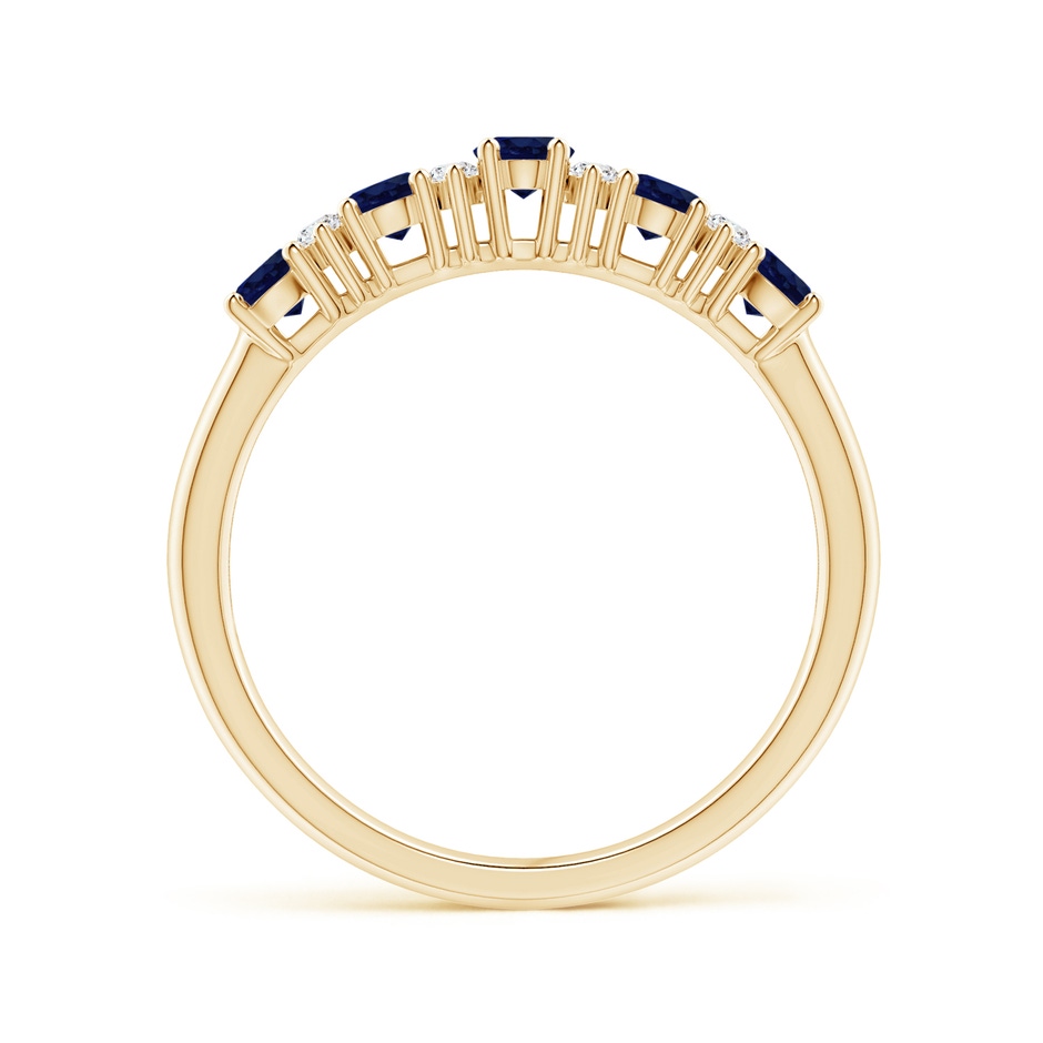 4x3mm A Five Stone Blue Sapphire and Diamond Wedding Ring in Yellow Gold side 199
