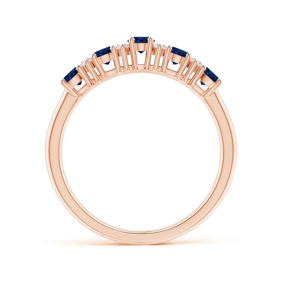 4x3mm AA Five Stone Blue Sapphire and Diamond Wedding Ring in Rose Gold side 199
