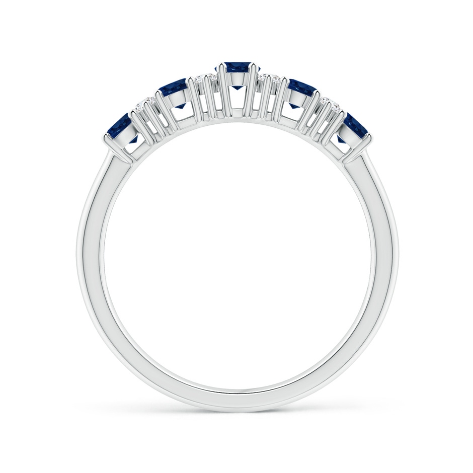 4x3mm AA Five Stone Blue Sapphire and Diamond Wedding Ring in White Gold side 199