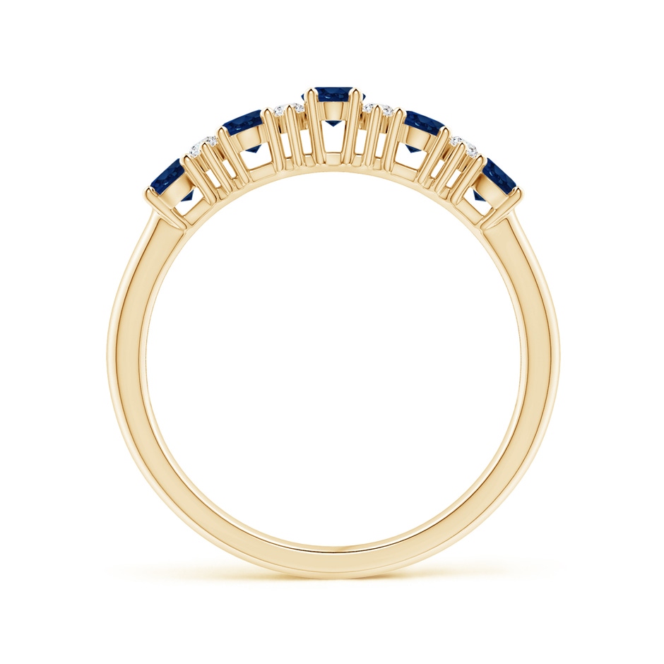 4x3mm AA Five Stone Blue Sapphire and Diamond Wedding Ring in Yellow Gold side 199