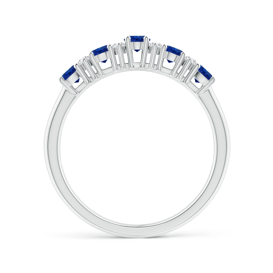 4x3mm AAA Five Stone Blue Sapphire and Diamond Wedding Ring in 18K White Gold side 199