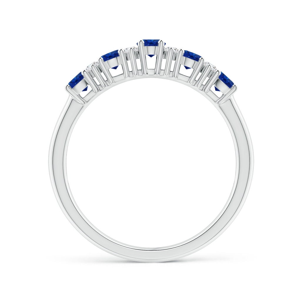 4x3mm AAA Five Stone Blue Sapphire and Diamond Wedding Ring in White Gold Side 199