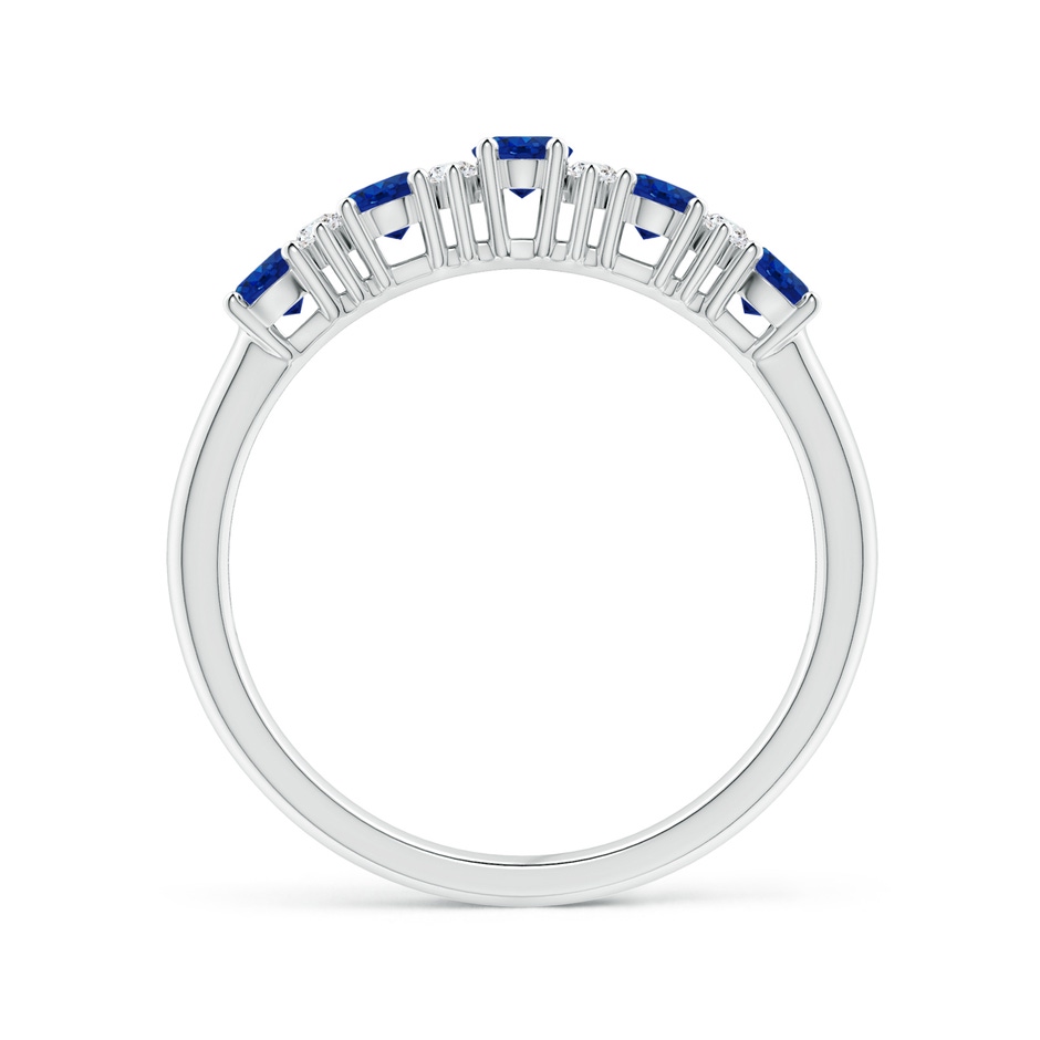 4x3mm AAA Five Stone Blue Sapphire and Diamond Wedding Ring in White Gold side 199