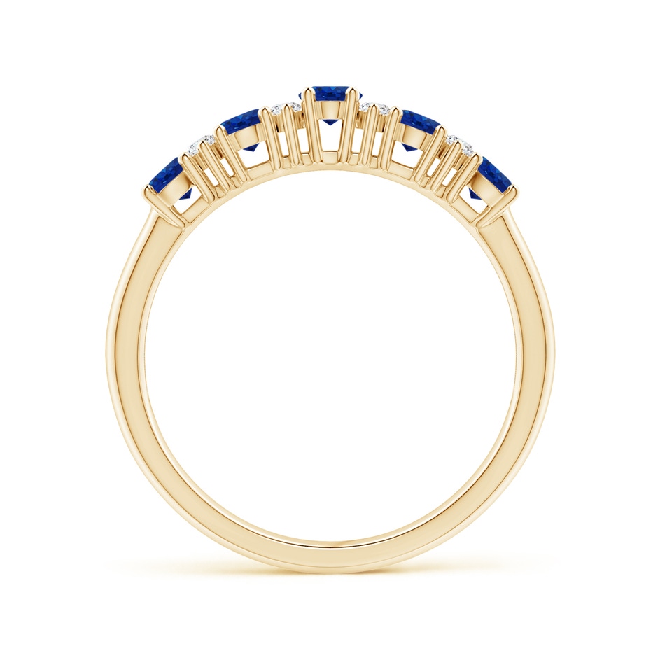 4x3mm AAA Five Stone Blue Sapphire and Diamond Wedding Ring in Yellow Gold side 199