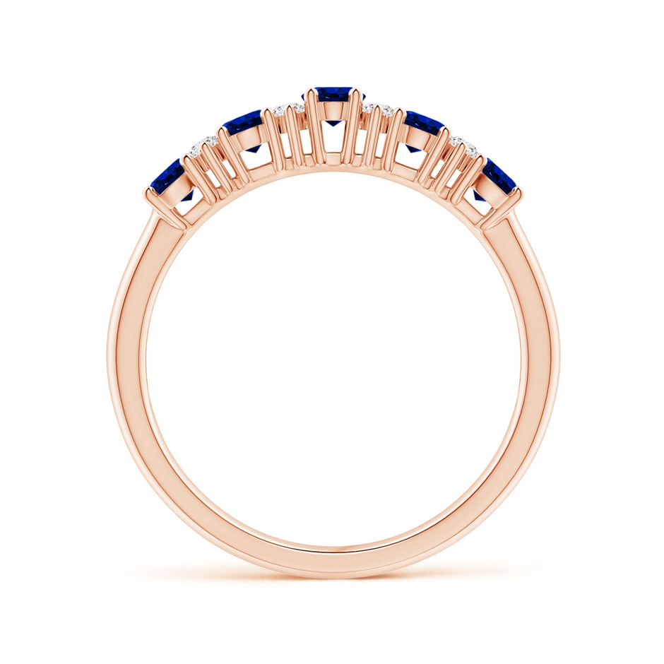 4x3mm AAAA Five Stone Blue Sapphire and Diamond Wedding Ring in Rose Gold side 199