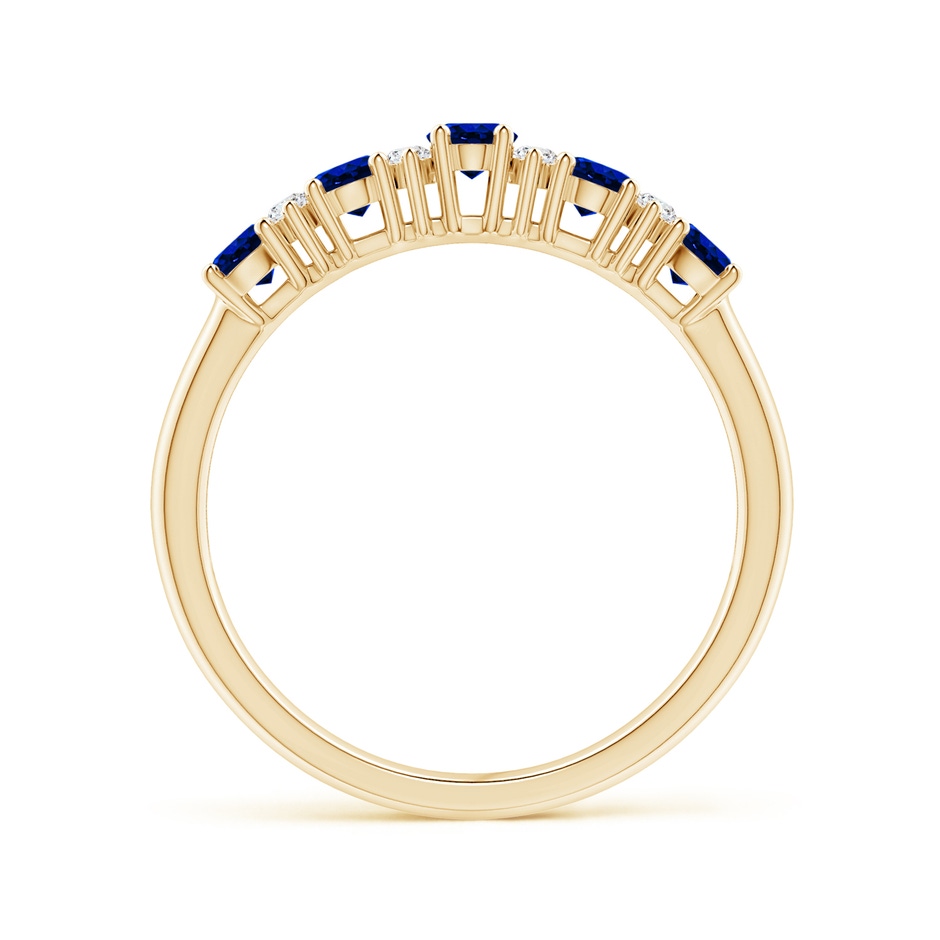 4x3mm AAAA Five Stone Blue Sapphire and Diamond Wedding Ring in Yellow Gold side 199