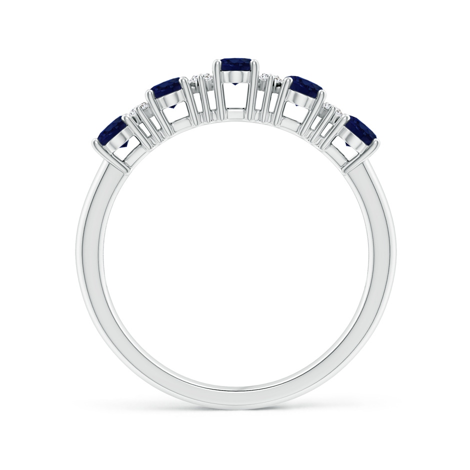 5x3mm A Five Stone Blue Sapphire and Diamond Wedding Ring in P950 Platinum side 199