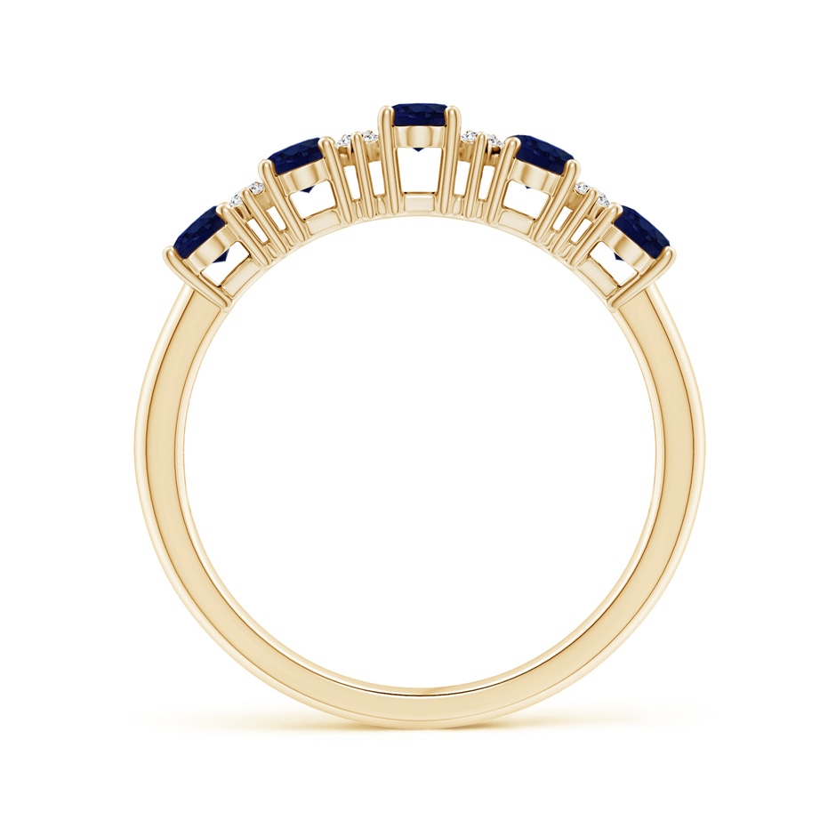 5x3mm A Five Stone Blue Sapphire and Diamond Wedding Ring in Yellow Gold side 199