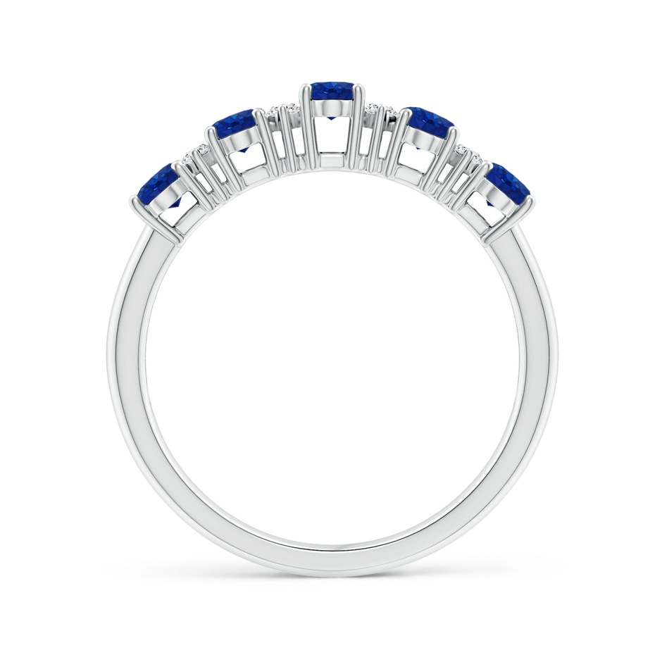 5x3mm AAA Five Stone Blue Sapphire and Diamond Wedding Ring in P950 Platinum side 199