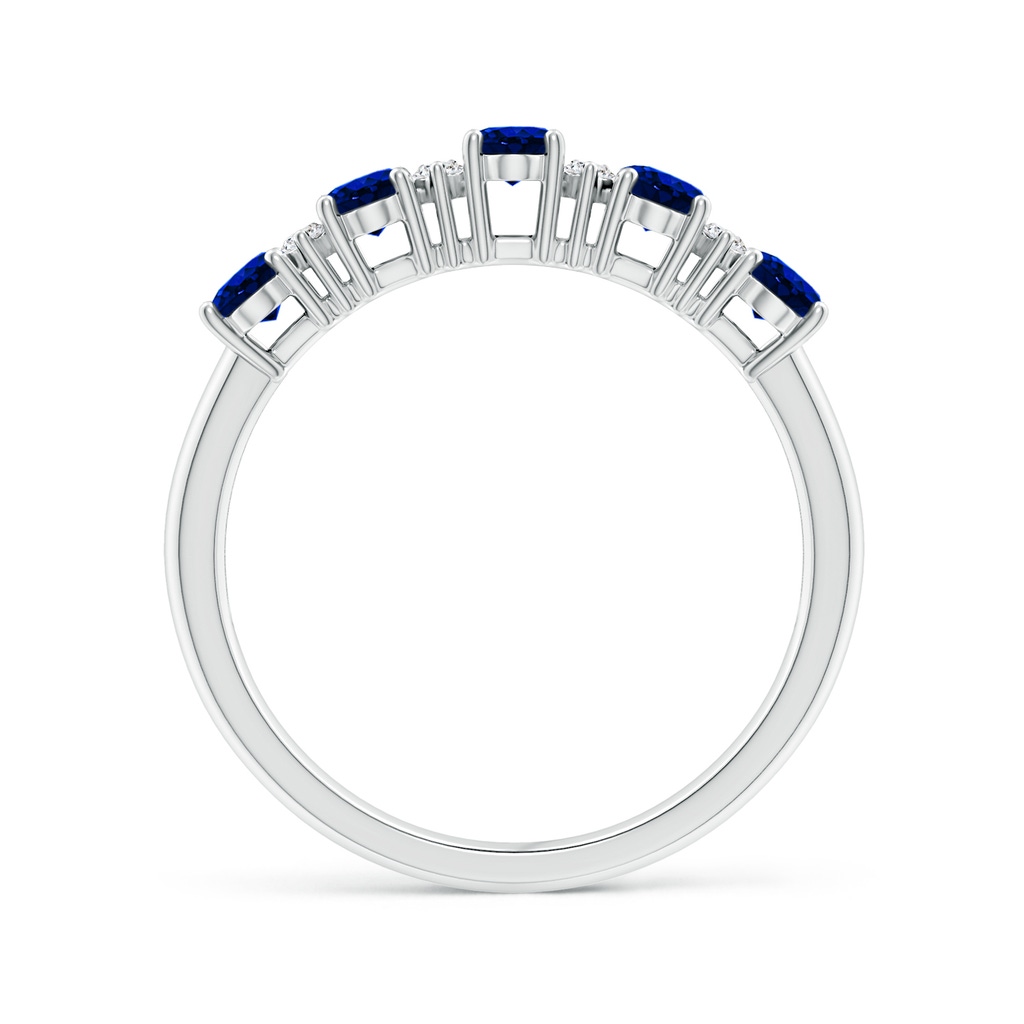 5x3mm AAAA Five Stone Blue Sapphire and Diamond Wedding Ring in P950 Platinum Side 199