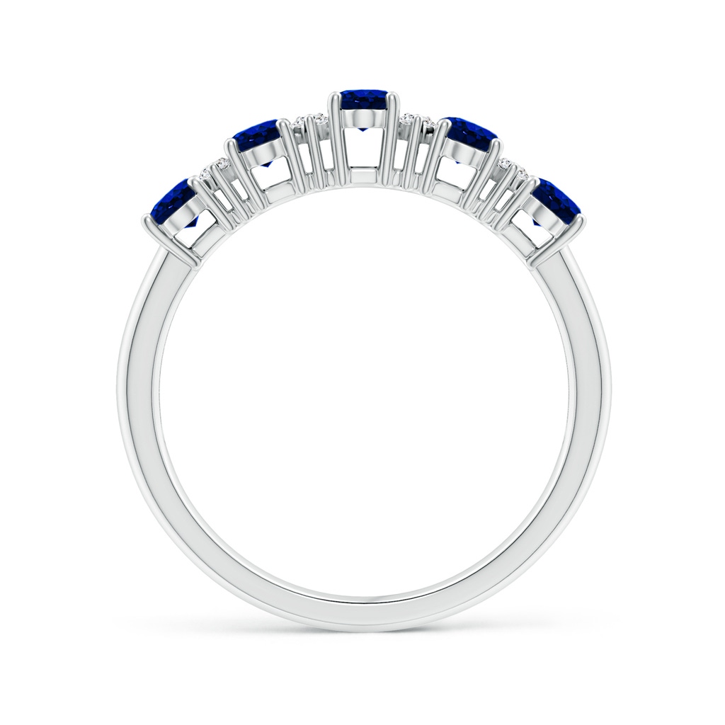 5x3mm Lab-Grown Five Stone Blue Sapphire and Diamond Wedding Ring in P950 Platinum - side 199