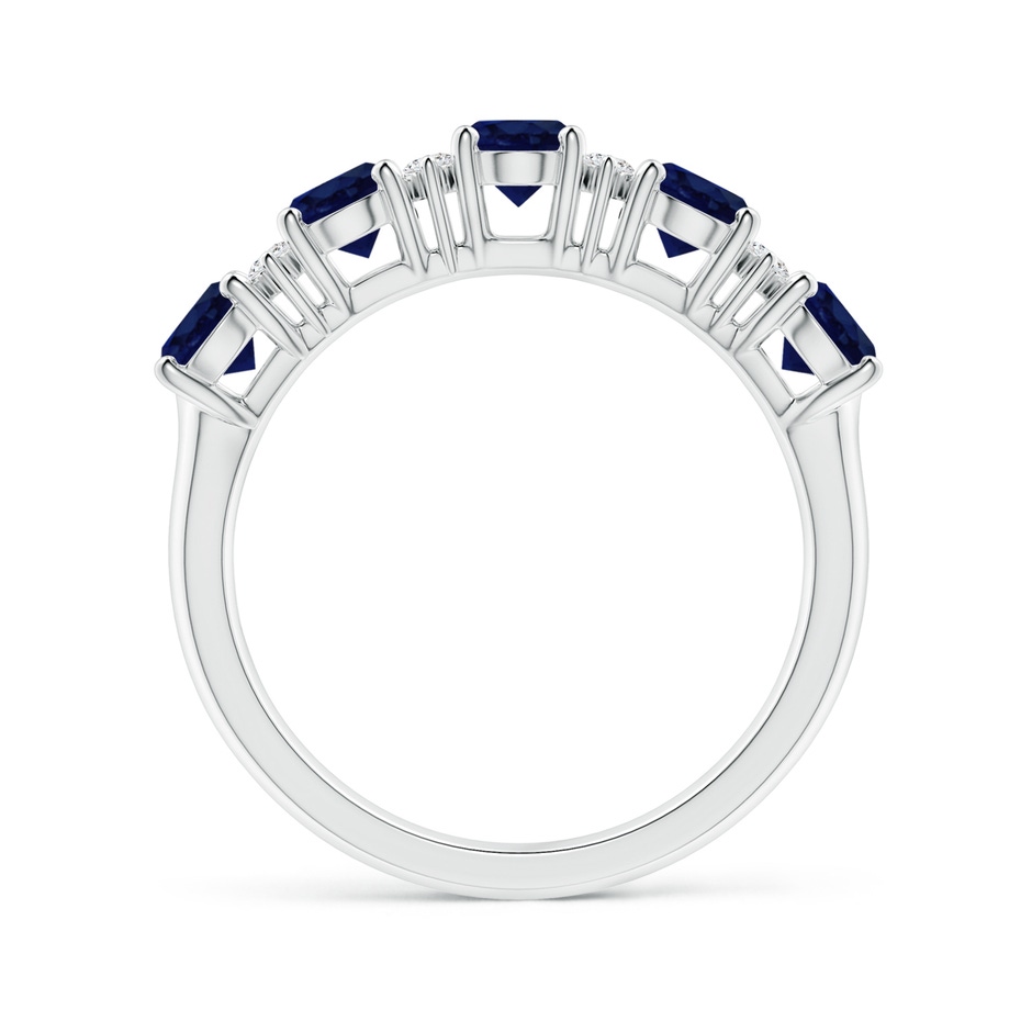 5x4mm A Five Stone Blue Sapphire and Diamond Wedding Ring in White Gold side 199
