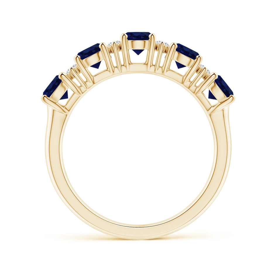 5x4mm A Five Stone Blue Sapphire and Diamond Wedding Ring in Yellow Gold side 199