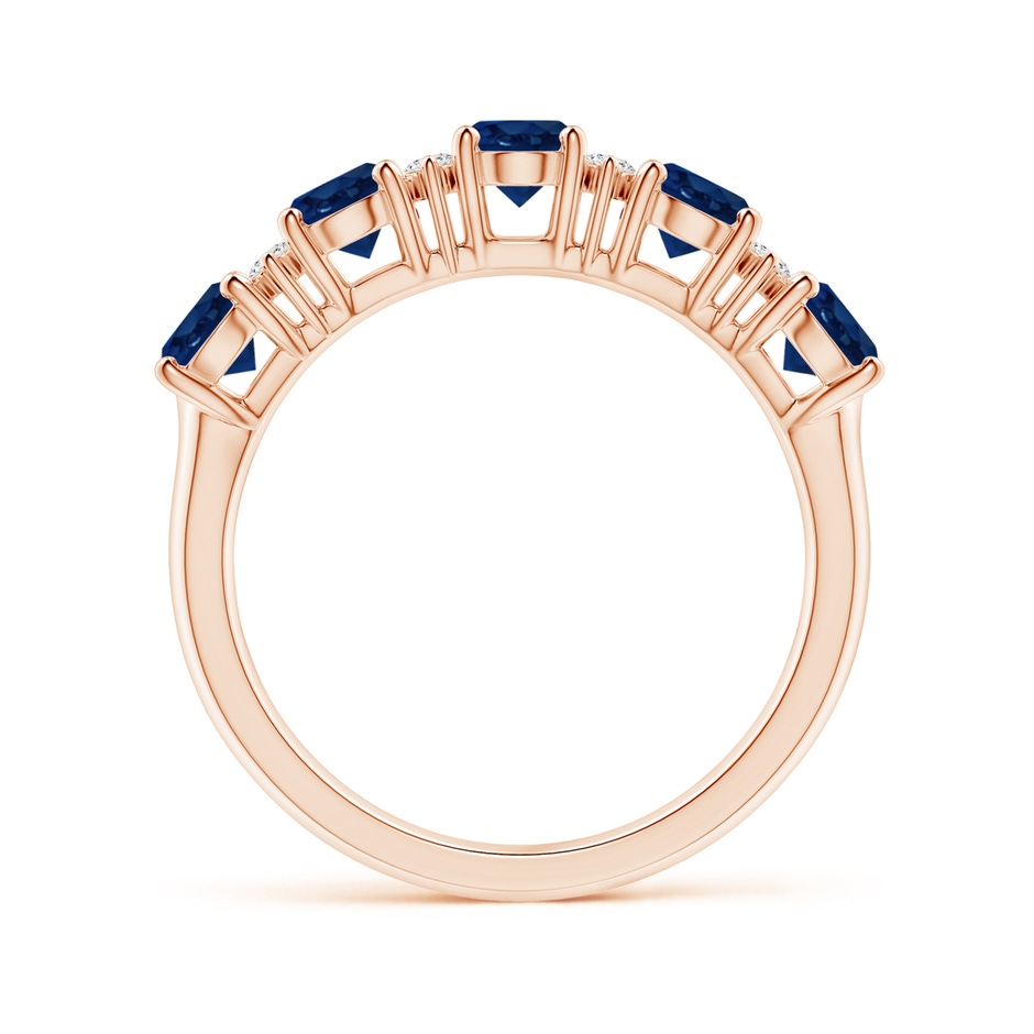5x4mm AA Five Stone Blue Sapphire and Diamond Wedding Ring in Rose Gold side 199