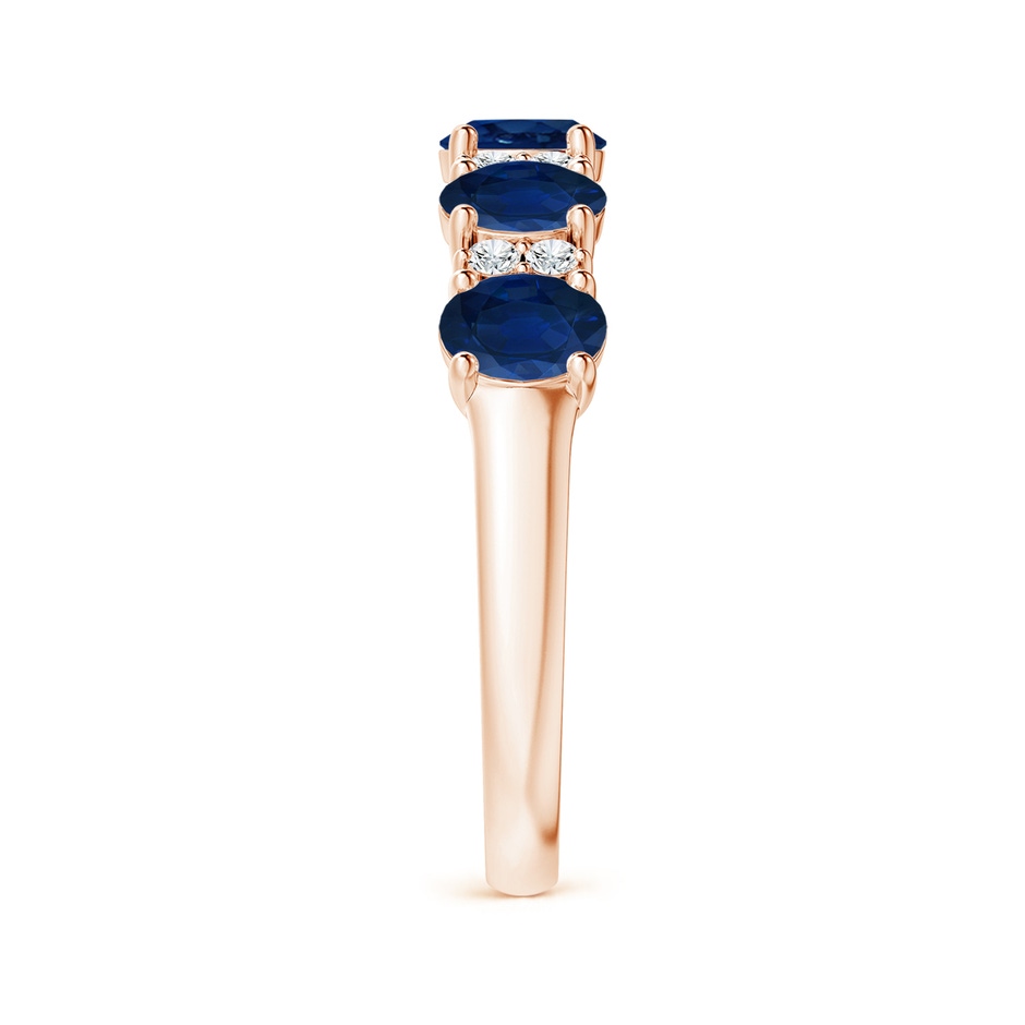 5x4mm AA Five Stone Blue Sapphire and Diamond Wedding Ring in Rose Gold side 299