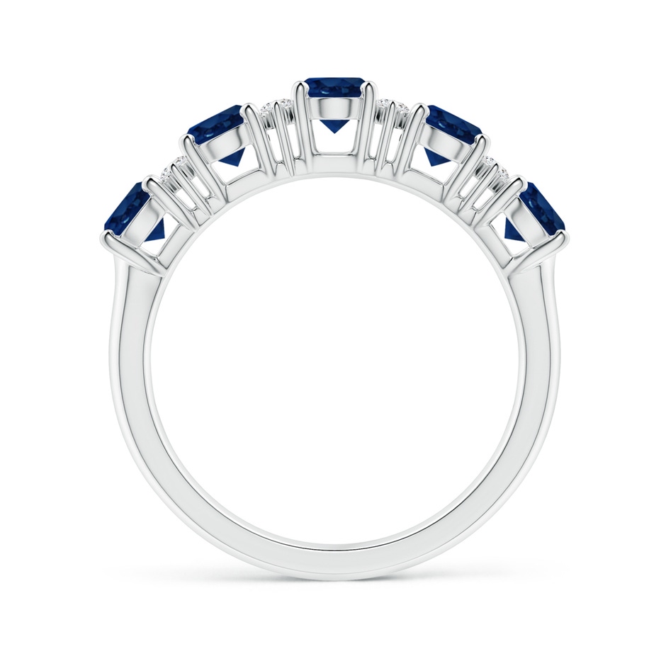 5x4mm AA Five Stone Blue Sapphire and Diamond Wedding Ring in White Gold side 199
