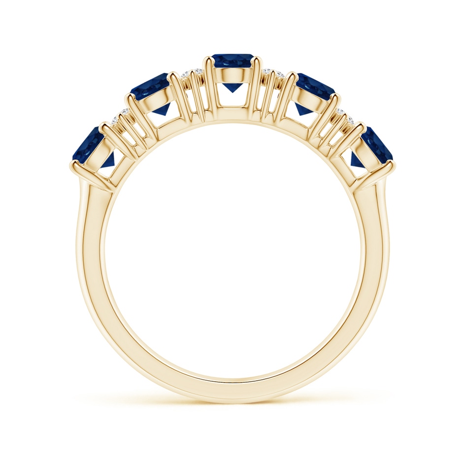 5x4mm AA Five Stone Blue Sapphire and Diamond Wedding Ring in Yellow Gold side 199