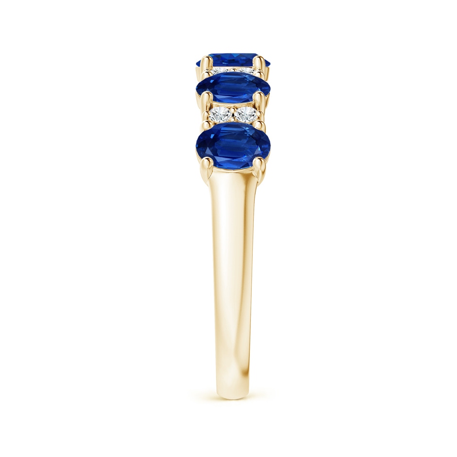 5x4mm AAA Five Stone Blue Sapphire and Diamond Wedding Ring in Yellow Gold side 299