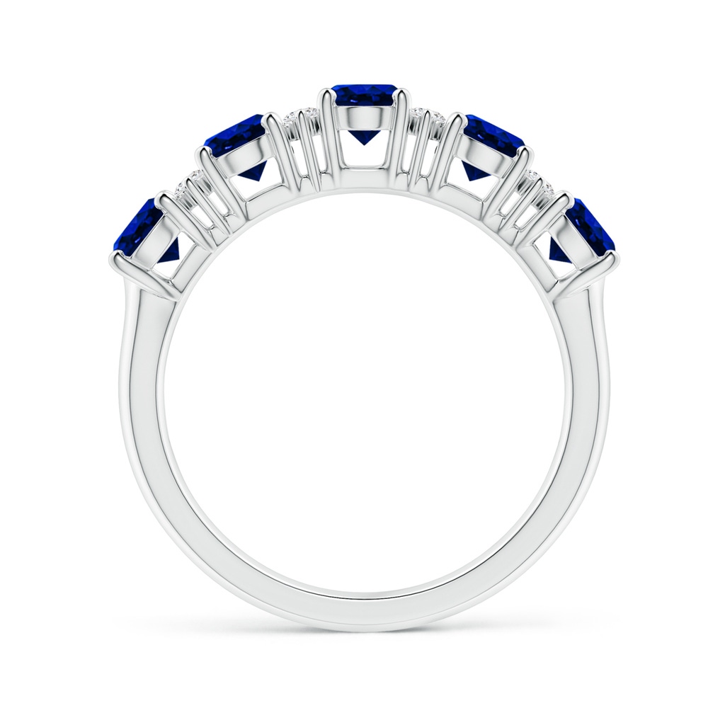 5x4mm AAAA Five Stone Blue Sapphire and Diamond Wedding Ring in P950 Platinum Side 199