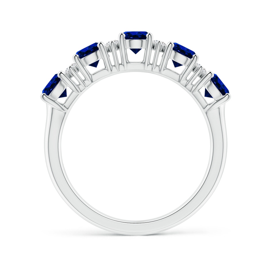 5x4mm AAAA Five Stone Blue Sapphire and Diamond Wedding Ring in White Gold side 199