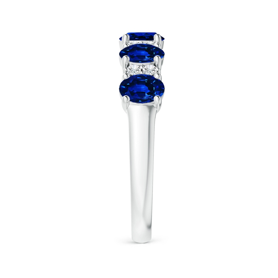 5x4mm AAAA Five Stone Blue Sapphire and Diamond Wedding Ring in White Gold side 299