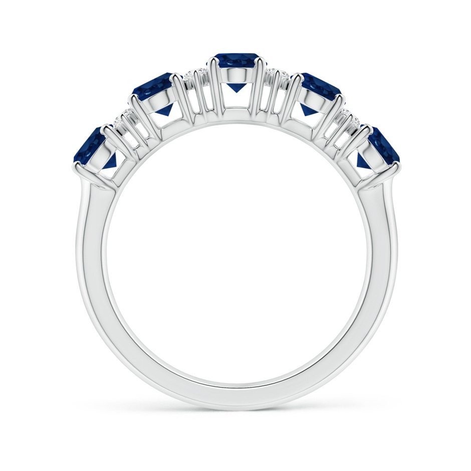 6x4mm AA Five Stone Blue Sapphire and Diamond Wedding Ring in 18K White Gold side 199